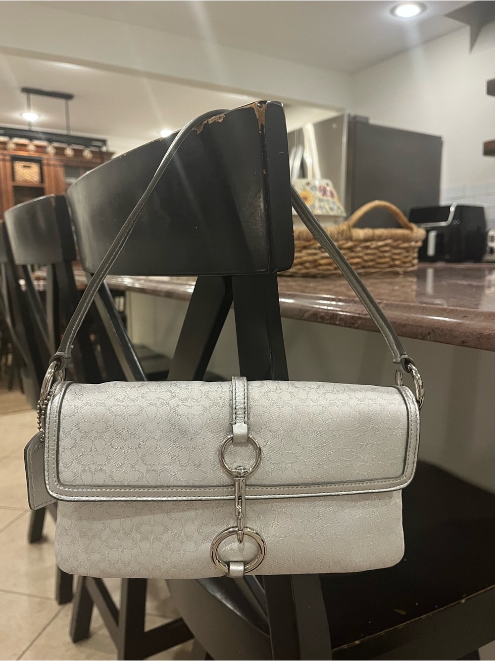 Coach Hamptons Shimmer Optic "Mini C" Clip Demi Shoulder Bag